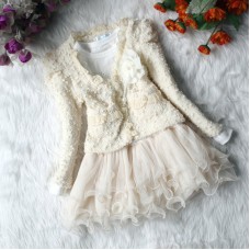 Ivory Lace Cardigan & Tutu Dress Set 